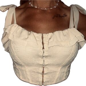 Forever 21 Cream Ruffle Crop Top